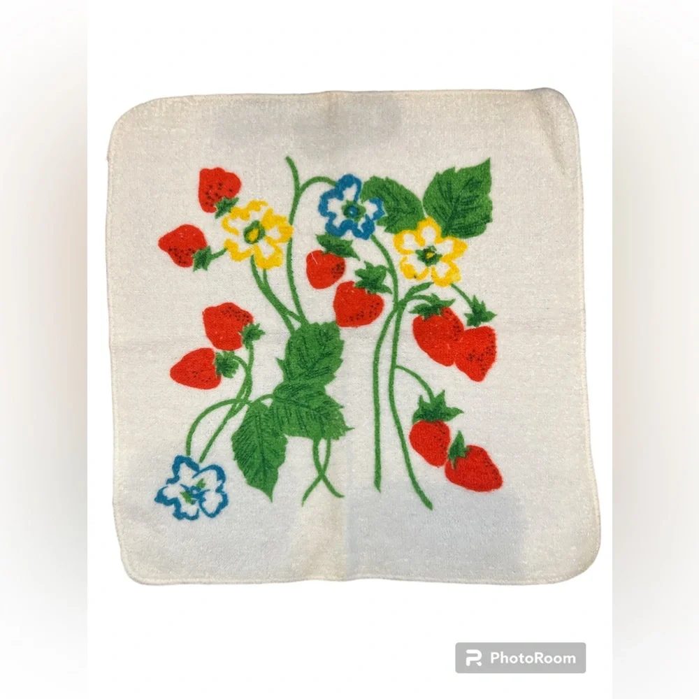 2 Vintage Cannon Monticello Strawberry Blossom Cotton Poly Washcloth Towels -MCM